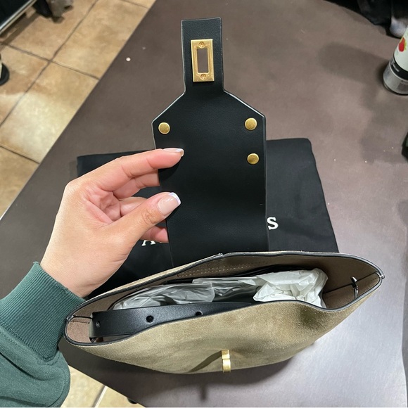 All Saints | NEW! Sughero Brown Suede Miro Stud Embellished Crossbody Bag - Picture 7 of 10